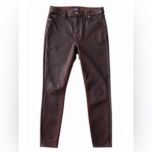 7 FOR ALL MANKIND Chocolate Brown Coated High-Rise Skinny Jeans – Size 29